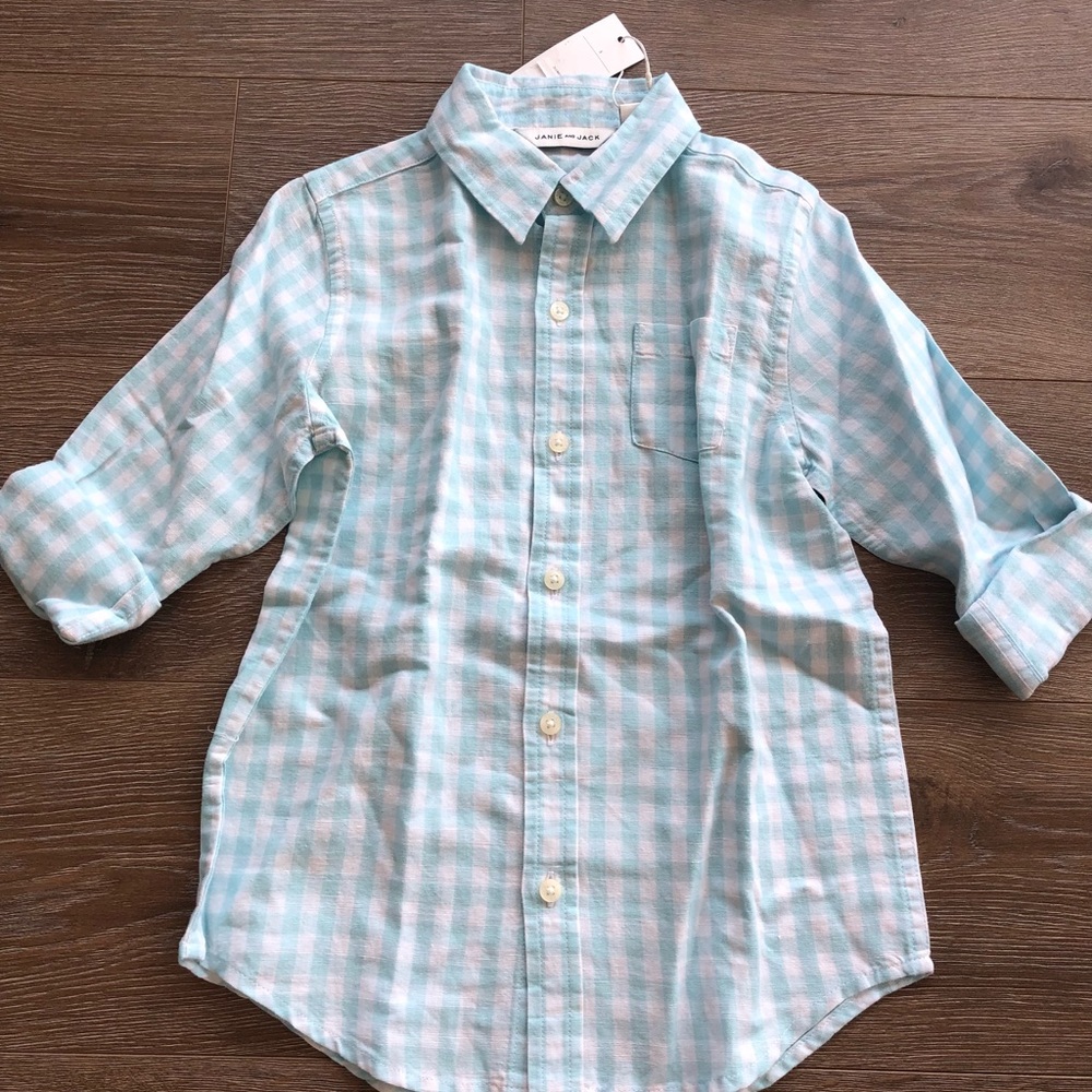 Janie and Jack Sz 5 linen/cotton button down